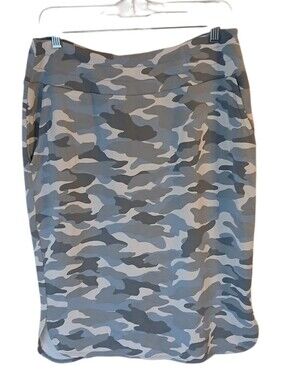 LOGO Lounge Gray Camo Print Pencil Skirt Size Medium